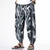 2021 Män Trend Print Kinesisk stil Casual Harembyxor Kran Lös Japansk jogger Lättvikt Ankellängd Byxor Storlek M-5XL X0723