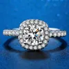 Classic Princess Square Ring Taglio eccellente 1ct Pass Diamond Test D Color Moissanite Anelli Gioielli di fidanzamento con GRA