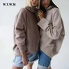 Wywm Cashmere Elegant Turtle Neck Kvinnor Tröja Mjuka Stickade Basic Pullovers O Neck Loose Warm Kvinna Knitwear Jumper 210928