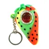 Smoking Pieps 2.9'' Strawberry Hand Pipe with Keychain Bubbler Silicone Glass Bowl Tobacco wax Oil Rigs