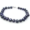 Perlenstränge Qingmos Fashion 7–8 mm rundes Armband aus natürlichen schwarzen Süßwasserperlen für Frauen, Schmuck, Armbänder, 19,1 cm, Fawn22