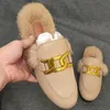 Slipper Rabbit Flat Hair 2022Launches Designer Half-Drag Fall Winter Women's Shoes Thick Fluffy Warm Mule B34 499