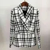 Alta Qualidade Estera Esterista Blazer Mulheres Colares Xailes Dupla Breasted Lion Botões Manta Tweed Jacket 211122