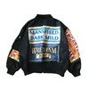 Frühlingsjacke Frauen Windjacke Mantel Patch Designs Harajuku Lose Bomber Streetwear Casual Basic Mantel Übergroße kurze Jacke 211029