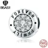 BISAER 925 Sterling Silver Charm Forever Family Forever Charm CZ Beads Fit Pulseras Plata 925 DIY Joyería Haciendo Regalo ECC814 Q0531