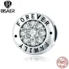 BISAER 925 Sterling Zilveren Charm Forever Family Forever Charm CZ Kralen Fit Armbanden Zilver 925 DIY Sieraden Maken Gift ECC814 Q0531