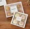 Transparent frostat kaka boxar Mooncake Cakes Pack Package Case Dessert Macarons-Boxes Pastry Förpackning Box Sn2869