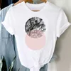Camiseta feminina camisetas femininas Mulheres 90s Casual Escritório fofo geométrico Kawaii Moda de moda elegante camiseta top Lady Print Girl Tee