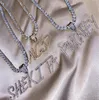 Collana del nome della lettera personalizzata per le donne oro argento placcato argento tagliente puntino mens gioielli hip hop