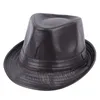 2021 Krok na jesień i zima Nowy PU Leather Hat Light Board Fashion British Proste Retro Cap Męskie Fedora Hat Moda