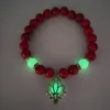 Beaded, Strands Natuursteen Armband Yoga Healing Lichtgevende Glow in The Dark Lotus Charm Beads for Men Women Prayer Buddhism
