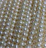 Joyería de perlas finas 16 "mini 3-4 mm Real natural Akoya blanco collar de perlas redondas 14k Oro