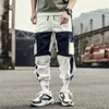 2021 Spring Cargo Pants Men Cotton Drawstring Many Pockets Joggers Trousers Purple Black Ankle Banded male Casual Pants Y0927