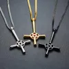 Pendant Necklaces ZORCVENS 2021 Inverted Cross Pentagram Star Necklace For Men Stainless Steel Lucifer Satan Male Jewelry
