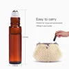 Storage Bottles & Jars 24pcs 10ml Glass Roller Blue amber Essential Oil With Stainless Steel Balls324M