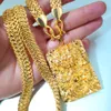 18 Karat goldfarbene Herren-Halskette mit Drachenanhänger und einer Kettenbreite von 10 bis 11 mm für Geschenkschmuck