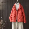 Lagabogy Jesień Winter Coat Kobiety Ultra Light White Duck Down Parka Krótki Luźny Puffer Kurtka Kobieta Casual Znosić 211221