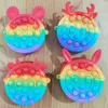 Macaron Rainbow Push Popper Fidget Purses Leksaker Jul Poppet Bubbla Pussel Ryggsäckar Purses Kids Silikon Plånbok Kedja Väskor Crossbody Pouch Xmas Gift G978Ge4