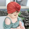 16 colors infant toddle hair scrunchies flower caps kids designer hats Headbands hat Bandanas baby girl hair accessories children turban