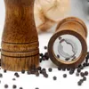HIKUUI Classical Oak Wood Pepper Spice Mill Grinder Set Handheld Seasoning Mills Ceramic Grinding Core BBQ Tools 210712