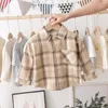 Mode Garçons Chemise Nouveau Style À Carreaux Enfants Chemises À Manches Longues Vêtements En Coton Pour Enfants Bébé Garçon Filles Épaissir Blouses Velours Tops 210306