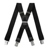 Bretelles robustes 4 clips en forme de X avec anneau de fer réglable élastique Jean pantalon pantalon ceinture travail jarretelle pour hommes mode