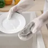 Rubber Dishwashing Gloves With Brush Waterproof For Washing Cleaning Glove Durable Clean tool Kitchen Accessories T2I53322