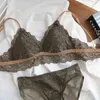 Nxy Sexy Set Brar Краткая сексуальная кружева тонкий хлопок подкладки треугольник Кубок беспроводные и трусики нижнее белье маленькие груди женщины бельё 1127