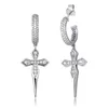 Boucles d'oreilles croix bijoux luxe Bling Zircon boucles d'oreilles goutte mode hommes femmes or argent couleur cercle croix Hip Hop boucles d'oreilles