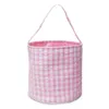 Classic Gingham Easter Buckets Party Supplies Seersucker Blue Pink Yarn Checked Easter-Tote Bag Easter-Egg Collecting Baskets DOMIL106-1510