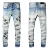 2022 European and American Men's Jeans designer jeans street fashion tide brand cycling motorcycle wash patch letter loose fit pants