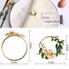 Servettringar 6 st/set ring gyllene pärlblomma metallhållare för bröllopsfest middagsbord dekoration