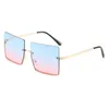 Роскошные большие половинные кадры квадратные солнцезащитные очки женщин ретро металлические солнцезащитные очки мужчины градиент океанские линзы оттенки очки самки