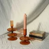 Retro Glass Candlestick för Taper Candle Brown Glass Nordic Home Dekordaion Birthda Present Ornament 210722