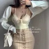 WOMENGAGA Top corti Donne eleganti e mature Hot Sexy Solid Manica lunga Allentato Maglione casual Lavoro a maglia Autunno Ragazza coreana 00GT Y0825