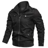 Casual Solid Jacket Mężczyźni Bawełna Multi-Kieszonkowe Kurtki Bombowiec Mężczyzna Wiosna Jesień Slim Fit Fit Pilot Winbreaker Jaqueta Masculina Y1106