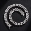 Correntes Luxo Luxo para fora Hip Hop Miami Curb Chain Chain Colar GLOD Cor 15mm Largura Strass BLING BLING Colares para Homens Jóias