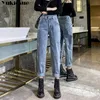 Vriendje jeans vrouw herfst casual denim broek Koreaanse streetwear vrouwelijke vintage harem recht voor vrouwen plus szie xl 210608