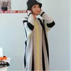 Herfst winter korea stijl plus size lange trui jurk vrouwen losse gestreepte gebreide casual gebreide jurken 210529