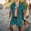 Новый мужской костюм Hawaii Printing 2021 лето с короткими рукавами рубашка футболка пляжные шорты улица вскользь мужчина носить 2 шт. X0610