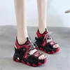 Sandalen zomer vrouwen ademende mesh platform sport mode wit 11cm wig hoge hakken dikke outdoor casual papa schoenen