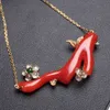 Fine Jewelry Real 18K white AU750 100% Natural ITALY Origin Red Coral Gold pendant neckalces for women