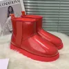 Vrouwen klassieke wintersneeuwschoenontwerpster Australi￫ Australian Clear Shoes Dames Furry Girls Satin Boot Boot Booties enkel knie kort