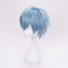 Аниме мой герой академии Shigaraki Tomura Cosplay короткий синий парик Боку нет термостойкие волосы волокон + CAP Y0913