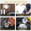 Manual Milk Frother Coffeware Sets Stainless Steel Hand Pump Creamer Double Mesh Coffee Milks Foam Frothing Pitcher Froth Foamer Cup