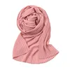 Hijab plissé en mousseline de soie pour femmes, foulard de tête musulman froissé de haute qualité, châles de luxe de couleur unie