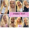 28 tum Middle Body Wave Lace Front Remy Brasilian 131 Wigs 613 Blond Djup Part Human Hair Wig Pre Plocked2280595