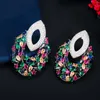 Orecchini multicolori unici con zirconi cubici a goccia lunga Grandi orecchini di lusso per le donne Designer di gioielli da sposa da sposa CZ742 210714
