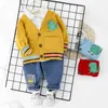 0-5 anos de alta qualidade primavera menino vestuário conjunto casual moda miúdo terno crianças casaco de roupa de bebê + camisa + calça 3pcs 210615