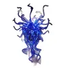 Lampes d'art murales en verre soufflé à la main Chambre Chevet Salon Éclairage intérieur LED-Applique murale Couleur bleue 20 par 28 pouces